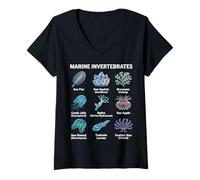 Femme Invertébrés Marins Uniques pour Les Amateurs de Science des organismes Marins T-Shirt avec Col en V