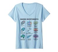 Femme Invertébrés Marins Uniques pour Les Amateurs de Science des organismes Marins T-Shirt avec Col en V