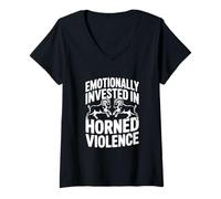 Femme Investi émotionnellement dans Les béliers de Violence à Cornes T-Shirt avec Col en V