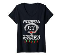 Femme Investir dans Koi Mon Portefeuille Le Plus paisible Investisseur drôle T-Shirt avec Col en V