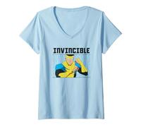 Femme Invincible Mark Grayson Fighting Pose Distressed Poster T-Shirt avec Col en V