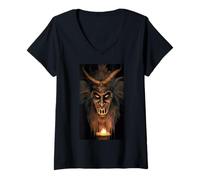 Femme Invocation de Krampus T-Shirt avec Col en V