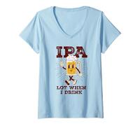 Femme IPA Lot Mug à bière rétro Inscription When I Drink T-Shirt avec Col en V