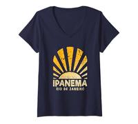Femme Ipanema Beach Rio de Janeiro Brésil Ipanema Brésil Sunshine T-Shirt avec Col en V