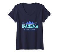 Femme Ipanema Brasil | Ipanema Beach Rio de Janeiro Brésil Shore T-Shirt avec Col en V