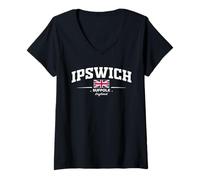 Femme Ipswich England T-Shirt avec Col en V