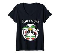 Femme Iran, Drapeau iranien, Fille iranienne, Femmes Filles iraniennes T-Shirt avec Col en V