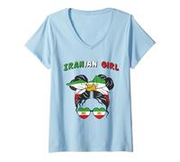Femme Iran, Drapeau iranien, Fille iranienne, Femmes Filles iraniennes T-Shirt avec Col en V