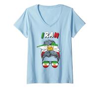 Femme Iran, Drapeau iranien, Fille iranienne, Femmes Filles iraniennes T-Shirt avec Col en V