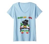 Femme Iran, Drapeau iranien, Fille iranienne, Femmes Filles iraniennes T-Shirt avec Col en V