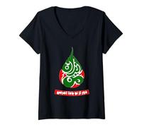 Femme Iran e Man : ma Calligraphie iranienne aux Couleurs du Drapeau T-Shirt avec Col en V
