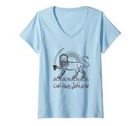 Femme Iran Shiro Khorshid Persan Pride Lion et Sun Shir Khorshid T-Shirt avec Col en V