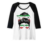Femme Iranian Girl Iran Drapeau iranien Fière femme iranienne Manche Raglan