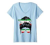 Femme Iranian Girl Iran Drapeau iranien Fière femme iranienne T-Shirt avec Col en V