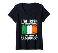 Femme Ireland Flag Proud Elegant Irish Boyfriend Girlfriend T-Shirt avec Col en V