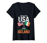 Femme Irish American Mon histoire a commencé avec Ireland Pride Vintage T-Shirt avec Col en V