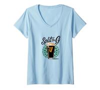 Femme Irish Beer Split The G Shamrock Pint T-Shirt avec Col en V