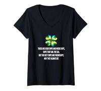 Femme Irish Blessing Friendship GOOD SHIPS Date d'anniversaire de T-Shirt avec Col en V