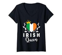 Femme Irish Queen Ireland Flag Proud Irish Woman T-Shirt avec Col en V