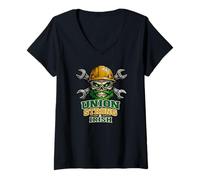 Femme Irish Union Strong and Irish Skull Casque Rigide St Patrick T-Shirt avec Col en V