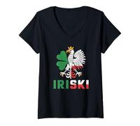 Femme Iriski Demi Irlande Pologne Irlande Pologne Saint Patrick T-Shirt avec Col en V