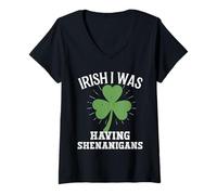 Femme Irlandais, J'avais des manigances Shamrock de la T-Shirt avec Col en V