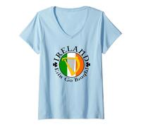 Femme Irlande Erin Go Bragh! Harpe Irlandaise T-Shirt avec Col en V