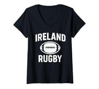 Femme Irlande Rugby T-Shirt avec Col en V