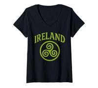 Femme Irlande Triskel The Smiing Irish Eyes Celtic Triple Spirale T-Shirt avec Col en V