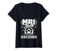 Femme IRM Tech - sans métal - Imagerie par résonance Professionnelle T-Shirt avec Col en V