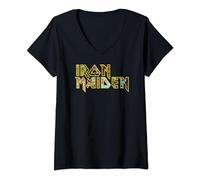 Femme Iron Maiden - Eddie Logo T-Shirt avec Col en V