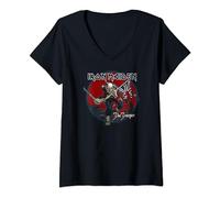 Femme Iron Maiden - Trooper Red Sky T-Shirt avec Col en V