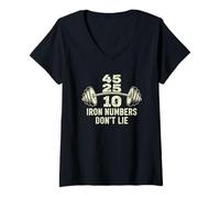 Femme Iron Numbers Don’t Lie Strength Training Motivation T-Shirt avec Col en V