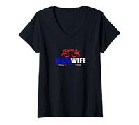 Femme Iron Tri Wife Sherpa Triathlon Triathlon Haul Cheer Kiss T-Shirt avec Col en V