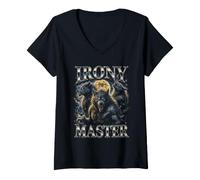 Femme Irony Master Wolf Howling Full Moon Bootleg T-Shirt avec Col en V