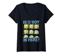 Femme is It Hot in Here? Melting Spongebob Grid Funny Cartoon T-Shirt avec Col en V