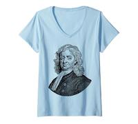 Femme Isaac Newton Portrait de Visage Professeur de Sciences T-Shirt avec Col en V