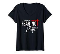 Femme Isaiah 40:10 Not Fear Hope Isaiah 40:31 God Faith Over Fear T-Shirt avec Col en V