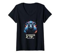 Femme Isaiah 53 Agneau Yeshua Jésus T-Shirt avec Col en V