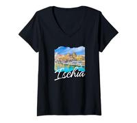 Femme Ischia Italie Souvenir/Ischia T-Shirt avec Col en V