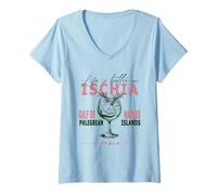 Femme Ischia Life Is Better On Golfe Of Naples Méditerranée Italie T-Shirt avec Col en V