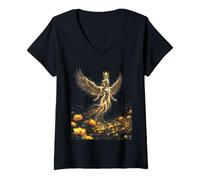 Femme Isis la déesse égyptienne Lotus Univers T-Shirt avec Col en V