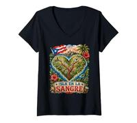 Femme Isla en La Sangre Porto Rico T-Shirt avec Col en V