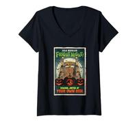 Femme Isla Nublar Fright Night Jurassic Park Motif Halloween T-Shirt avec Col en V