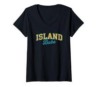 Femme Island Babe Beach Life Coastal Vibes Design T-Shirt avec Col en V