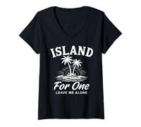 Femme Island for One, Laisse-Moi Tranquille T-Shirt avec Col en V