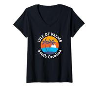 Femme Isle of Palms Beach Caroline du Sud Souvenir de Vacances d'été T-Shirt avec Col en V
