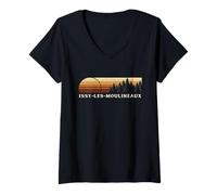 Femme Issy-Les-Moulineaux, France Evergreen Vintage Sunset T-Shirt avec Col en V