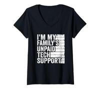 Femme IT Guy I'm My Family's Ingénieur Logiciel de Support Technique Non rémunéré T-Shirt avec Col en V