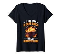 Femme It Has Been 0 Days Since Our Last Dumpster Fire T-Shirt avec Col en V